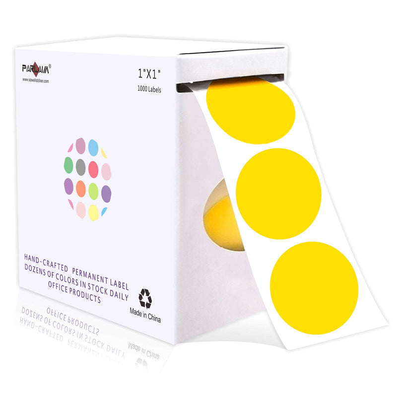 PARLAIM 1 Inch Round Permanent Adhesive Color-Code Dot Stickers,1000 per Roll dots Label Dispenser Box (Yellow) Yellow - NewNest Australia