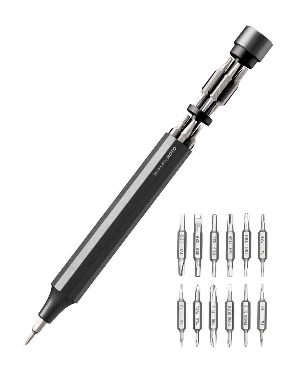 HOTO 24 in 1 Multi Bit Mini Screwdriver Set Magnetic, Manual Precision Screwdriver Set, EDC Pen Screwdriver for Eyeglasses, Electronics, Watches, Phones, Laptops, Cameras, Slate Grey