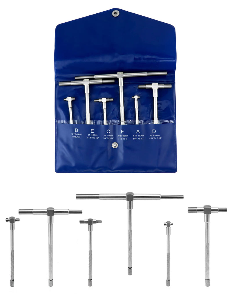 QWORK Telescopic Gauges 8 mm - 150 mm Inner Diameter Adjustable, 6 Pieces/Set