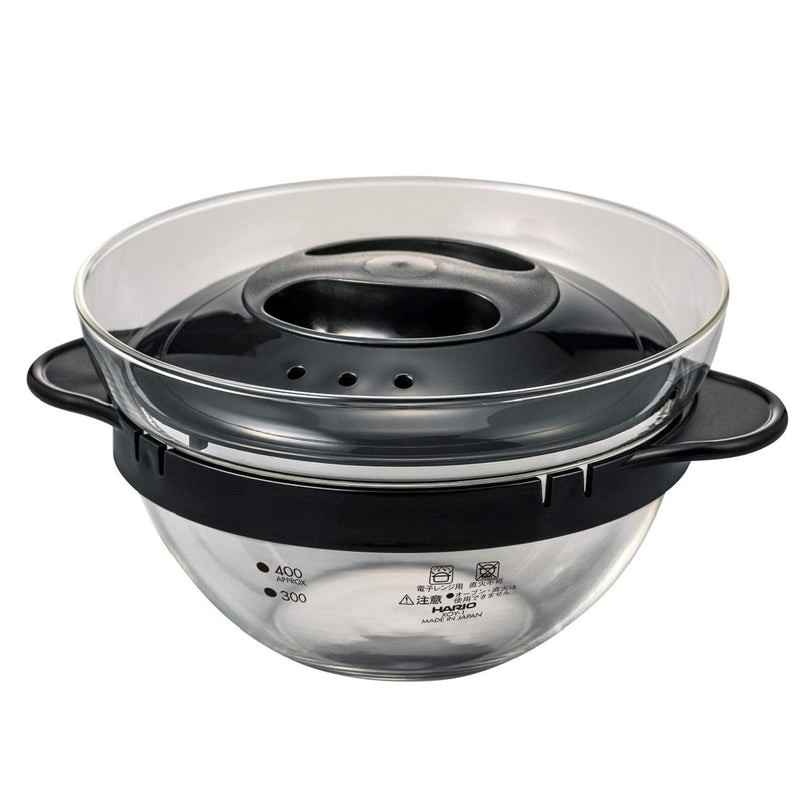 HARIO XOY-1-B Glass Microwave Oven Side Dish Pot, Black, Practical Capacity, 15.9 fl oz (450 ml), Made in Japan, Easy Cooking, Cream Soup, Handmade 450 ml