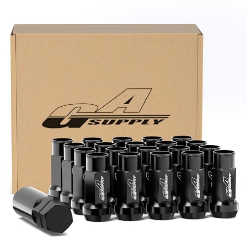 GAsupply M14x1.5 Extended Open Lug Nuts Black, 1.9" Tall 17mm Hex Cone Seat Long Open