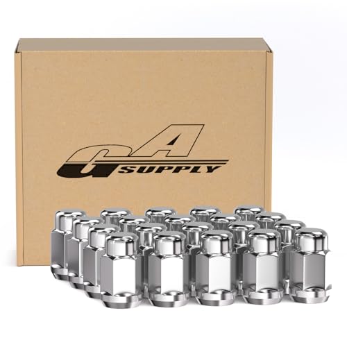 GAsupply 20pcs 1/2x20 Lug Nuts Chrome, 1.38" Tall 3/4" 19mm Hex Cone Seat 1/2"-20 20 Pack Silver