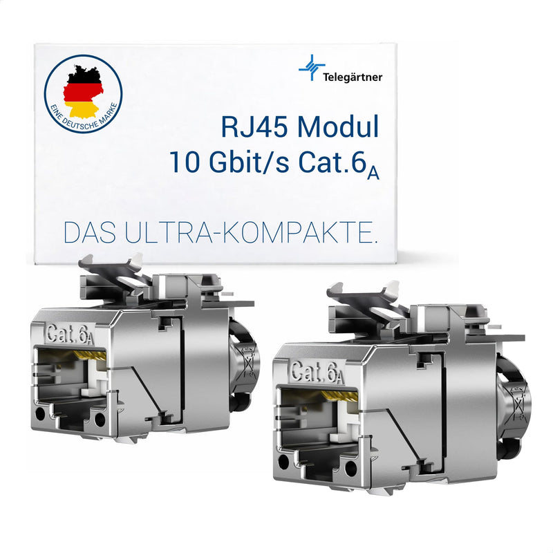 TELEGÄRTNER J00029A6000 Module AMJ-SL T568A 6x2 Pack 100023207 | 32mm, tool-free installation, GHMT PVP certified, 10Gbit/s, Safe-Lock closure, 360° die-cast zinc shielding, (2 pcs)