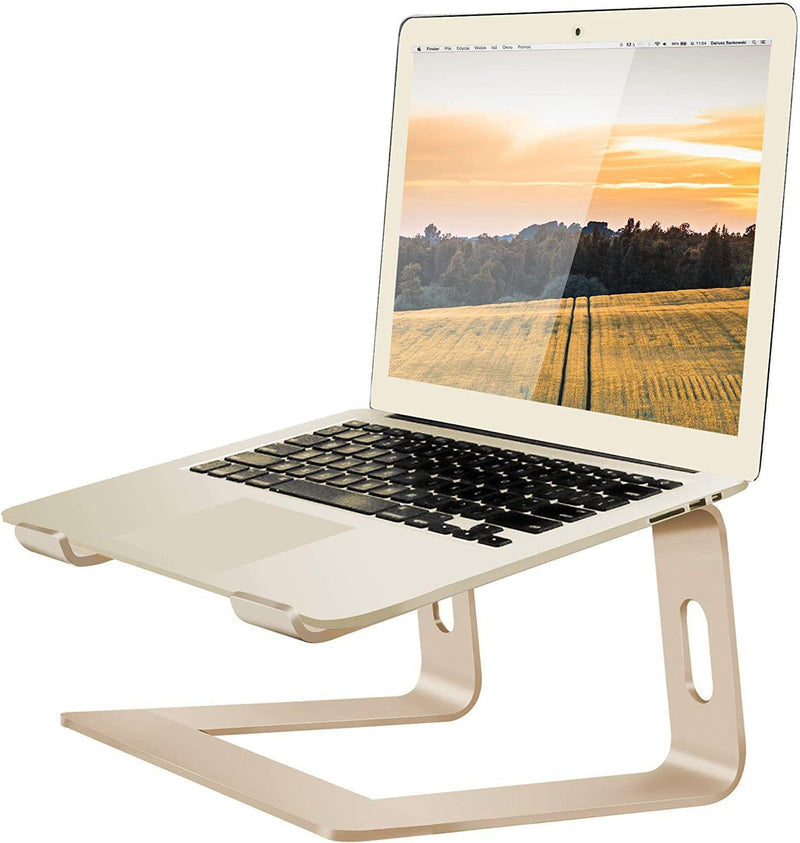 Orionstar Laptop Stand Aluminum Laptop Riser Compatible with Mac MacBook Air Pro 10 to 15.6 Inch Notebook Computer, Ergonomic Elevator Holder (Gold) E-Gold