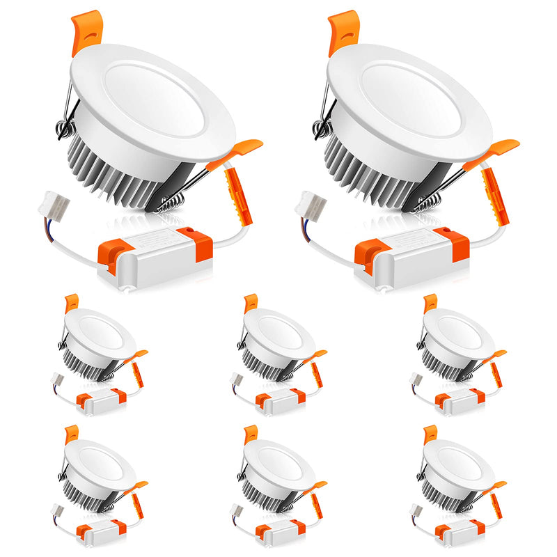 2 Inch LED Recessed Lights, Dimmable Mini Recessed Downlight, 3W(35W Halogen Equivalent), 3000K Warm White, CRI 80+, Canless Ceiling Light with LED Driver for Kitchen Hallway Cabinet, 8 Pack Warm White 3000K 2 inch 8 Pack