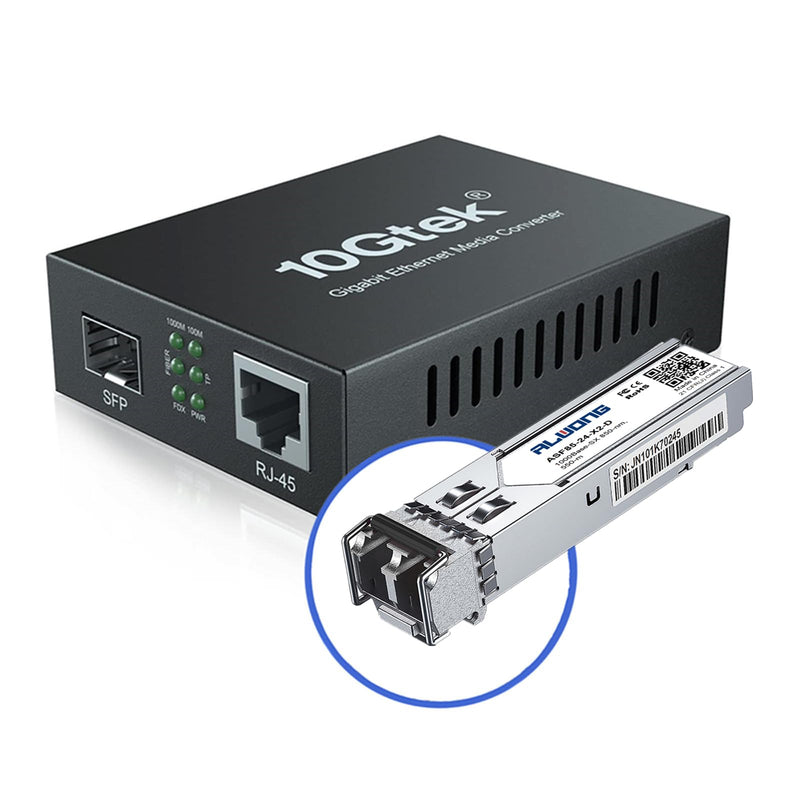 Gigabit Ethernet Media Converter, Multi-Mode Dual LC Fiber to Ethernet Converter with a 1000Base-SX Module, 1.25G Fiber to RJ45, 10/100/1000Base-Tx to 1000Base-SX, 850nm, MMF, up to 550m (1804ft) 1G MMF, 550m