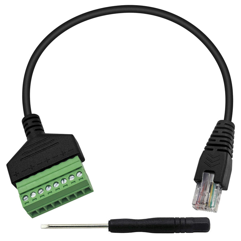 Poyiccot RJ45 Screw Terminal Adapter, RJ45 Male to 8 Pin Screw Terminal Connector, Ethernet Extender Network Adapter 8P8C Breakout Board Cable for Cat5 /6/7 AV CCTV, 12inch RJ45 Male Screw Terminal 12inch