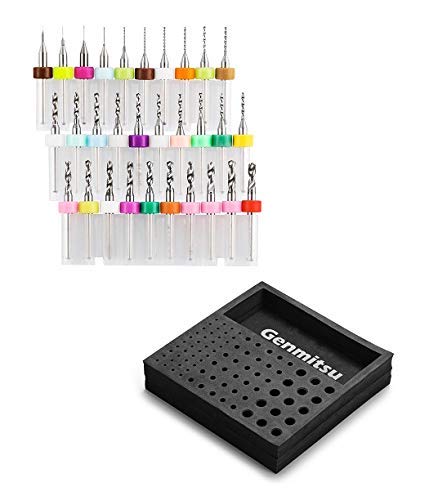 Genmitsu 30pcs PCB Drill Bits Set, 0.1mm-3.0mm, 1/8" + Genmitsu EVA CNC Milling Bit Storage Tray with 85 Holes,