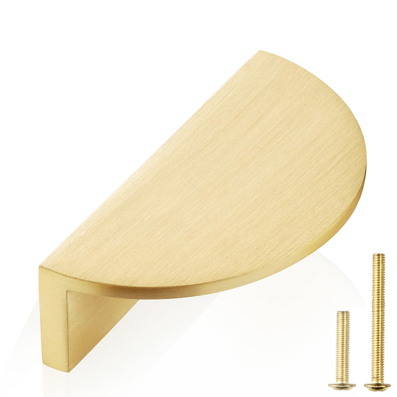 QOGRISUN 5-Pack Solid Brass Cabinet Pulls, Gold Half Moon Drawer Dresser Handles, 2-1/2-Inch Hole Center, Kitchen Cupboard Hardware, Brushed Brass Finish 2.5 Inch Hole Centers
