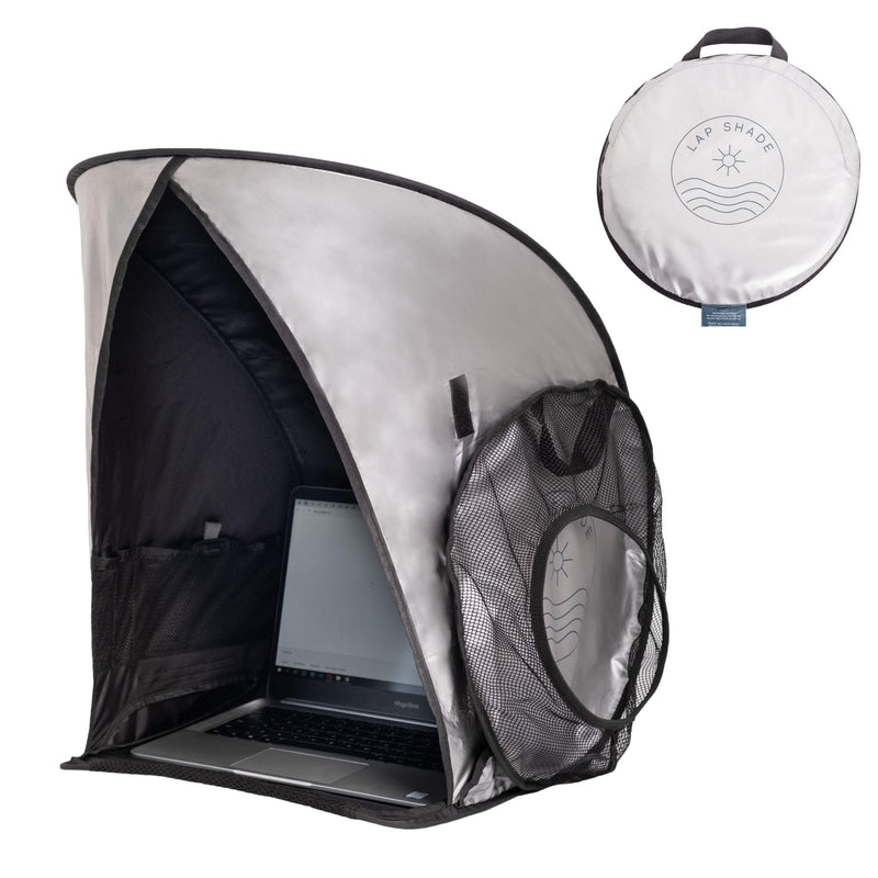 Laptop Sun Shade for Working Outside | Glare Blocker | Heat Reflective | Waterproof | Fits up to 17” Screens | Foldable & Portable Privacy Screen Hood Tent for Outdoors | Perfect Viewing Angle