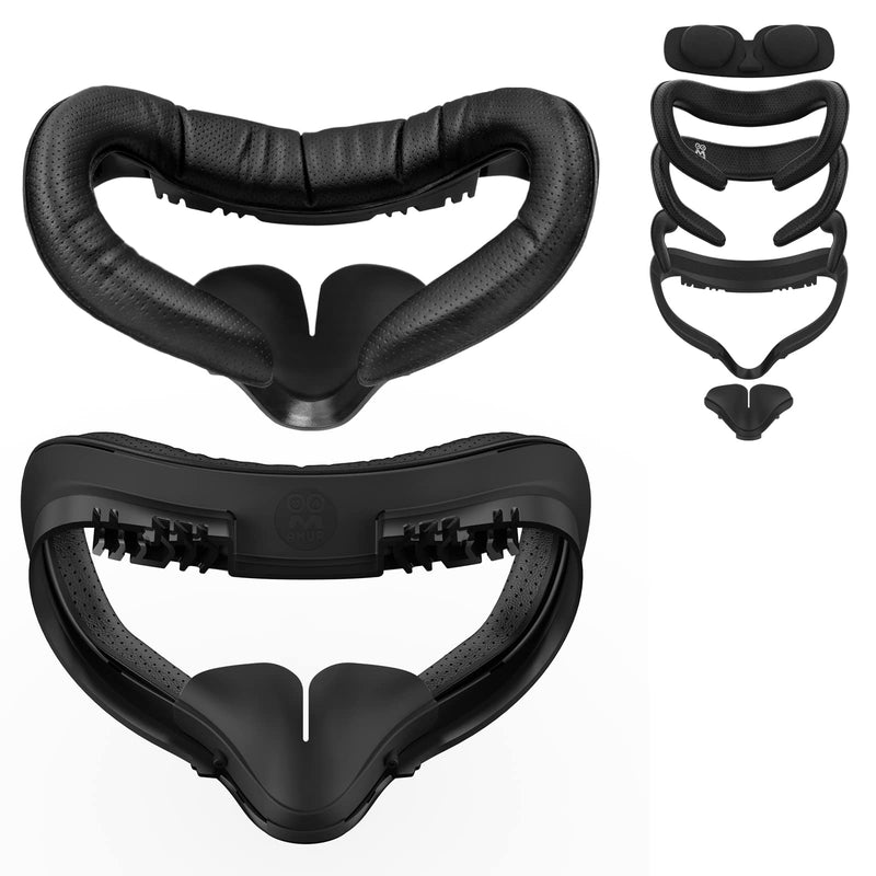 M AMVR Face Pad Compatible with Quest 2 Accessories, Face Pad Foam Replacement, with Fitness Facial Interface, Breathable PU Face Cushion and Lens Protector, Air-Circulation Design (Not for Quest 3) Black