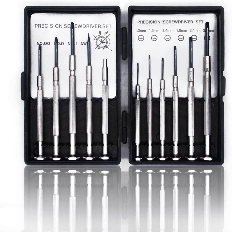 11PCS Mini Screwdriver Set, Small Screwdriver Set with 11 Different Size Flathead and Phillips Screwdrivers, Precision Screwdriver Set for Jewelry, Watch, iPhone, Toys, Computer, Eyeglass Repair 11PCS