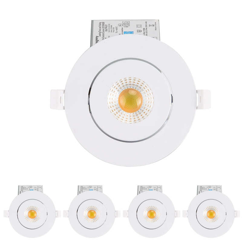 4 Inch Led Recessed lights ,Ultra-Thin Adjustable Eyeball Gimbal LED Recessed Lighting, with Junction Box 9 Watts,750lm, Dimmable geiling light ETL (2700K/3000K/3500K/4000K/5000K Option, 4pack) 2700K/3000K/3500K/4000K/5000K Option