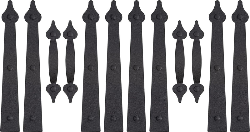 HILLMASTER Decorative Magnetic Garage Door Hinges Hardware, 12 Pieces Garage Door Accents Attractive Curb Appeal Faux Gate Hinges Handles Decor Hardware Kit, Black Rustic