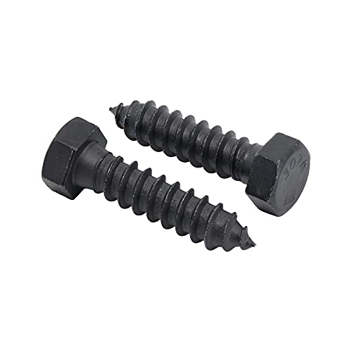 1/2" x 2”, 25-Piece Black Lag Bolts, Rustproof 4-Layer Ceramic BLAKOTE, 2X Protection of Galvanized Lag Screws, for Decks Pergolas by Makers Bolt 1/2 x 2