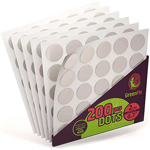 GreenFix Double Sided Sticky Dots 200PCs, Clear, Removable 0.7" x 0.7" 200