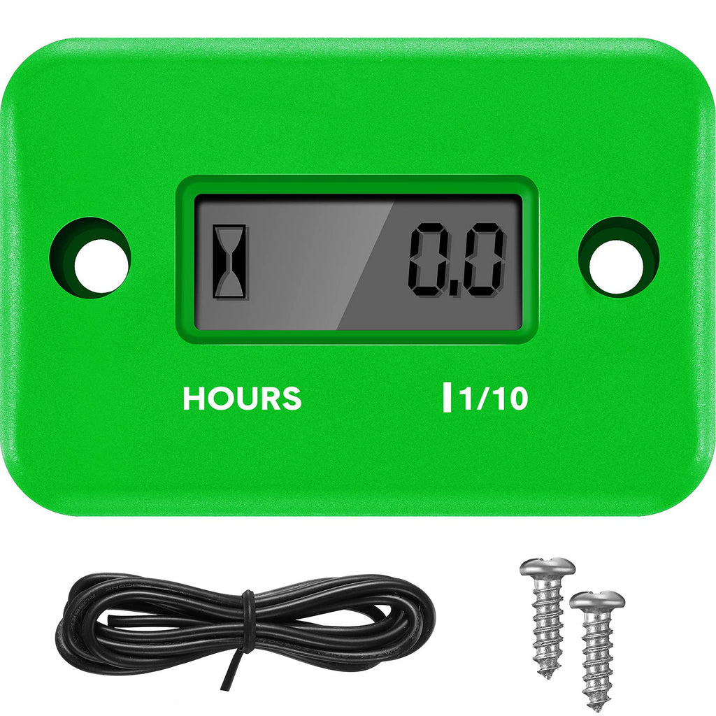 Inductive Hour Meters Digital Engine Hour Meter Automatically Shutdown for Gas Engine Motorcycle Lawn Mower Generator Chainsaws Motocross Snowmobile Karting (Green) Green