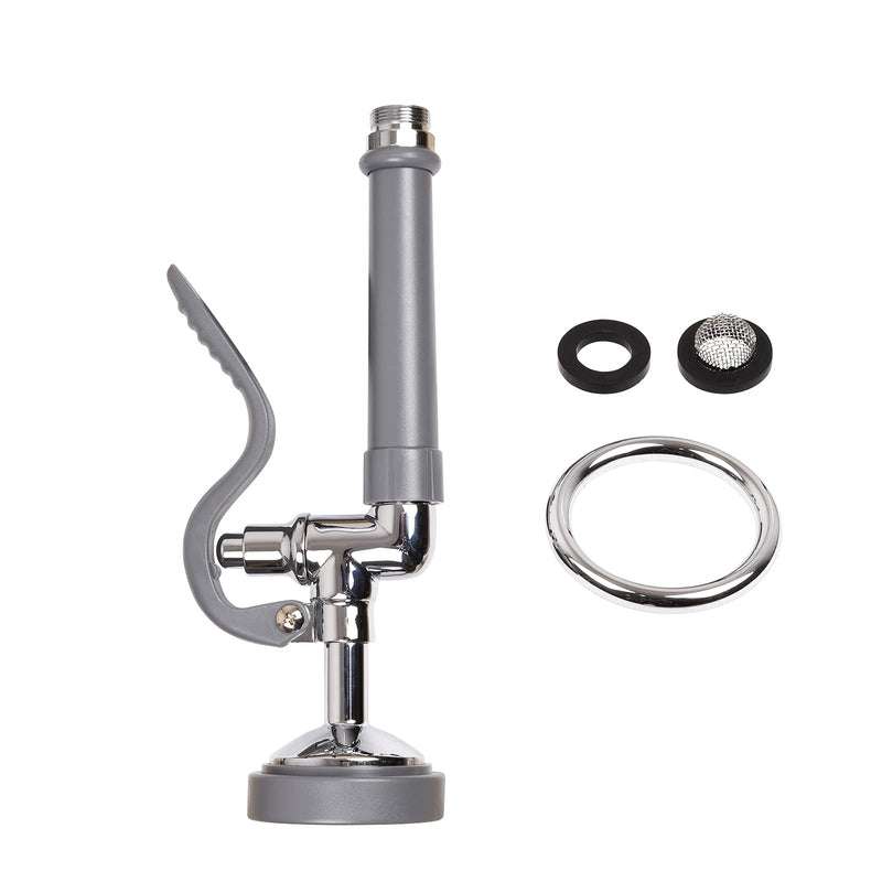 Commercial Sink Sprayer Pre Rinse Sprayer Replacement for Commercial Kitchen Faucet - 1.42 GPM High Pressure Dish Spray Pre Rinse Spray Valve with Handle Chrome Polished (Grey) Round Gray