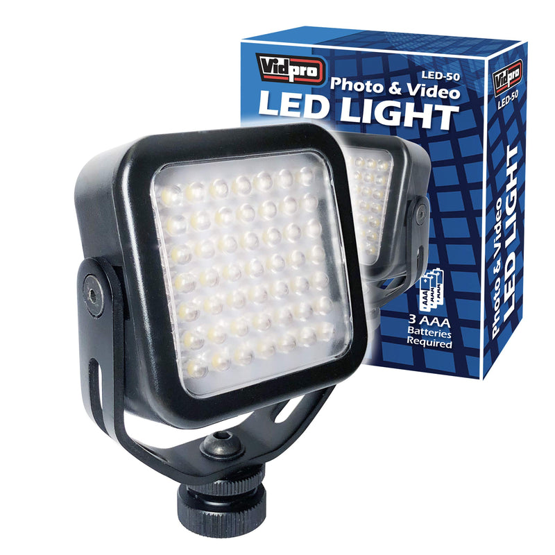 Vidpro LED-50 Photo and Video LED Light with Dimmer and Magnetic Yoke Mount Perfect for On-Camera Use DSLRs Mirrorless Video Cameras Phones Conferencing Vlogging