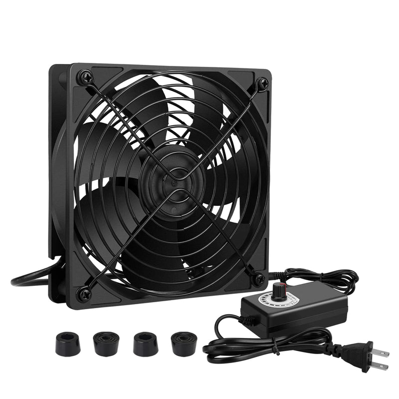 120mm AC Powered Fan with Vriable Speed Controller, AC 110V to 220V Vriable Speed Fan for Receiver Amplifier DVR PlayStation Component Cooling QYN1225BSP