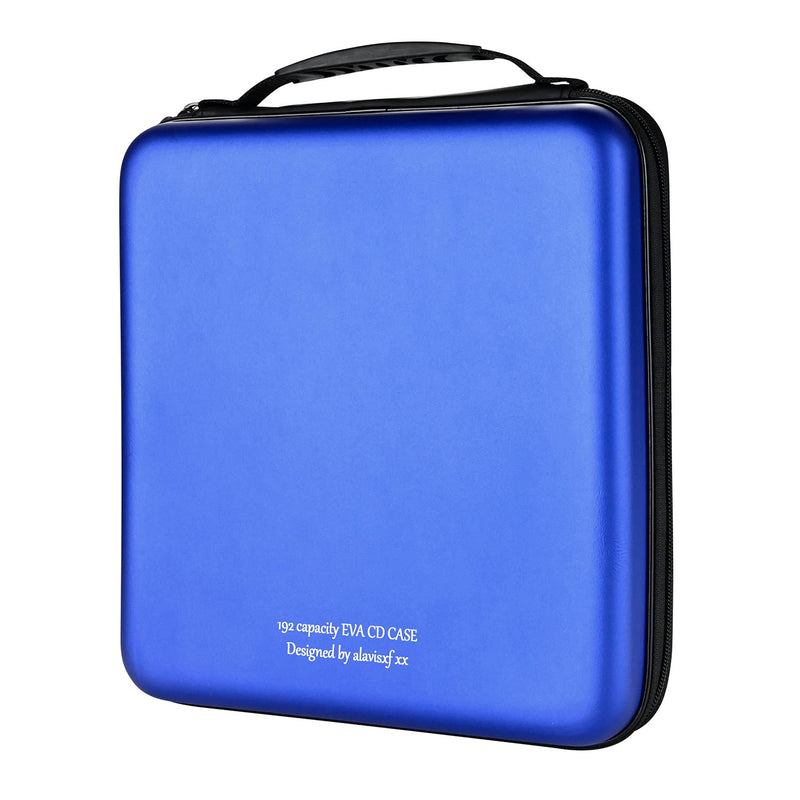 alavisxf xx CD Case, 192 Capacity EVA Protective Blu-ray DVD Case Portable Zipper CD Case Holder Disc Storage Organizer Wallet Bag for Car Home Travel (192 Capacity, Blue192)
