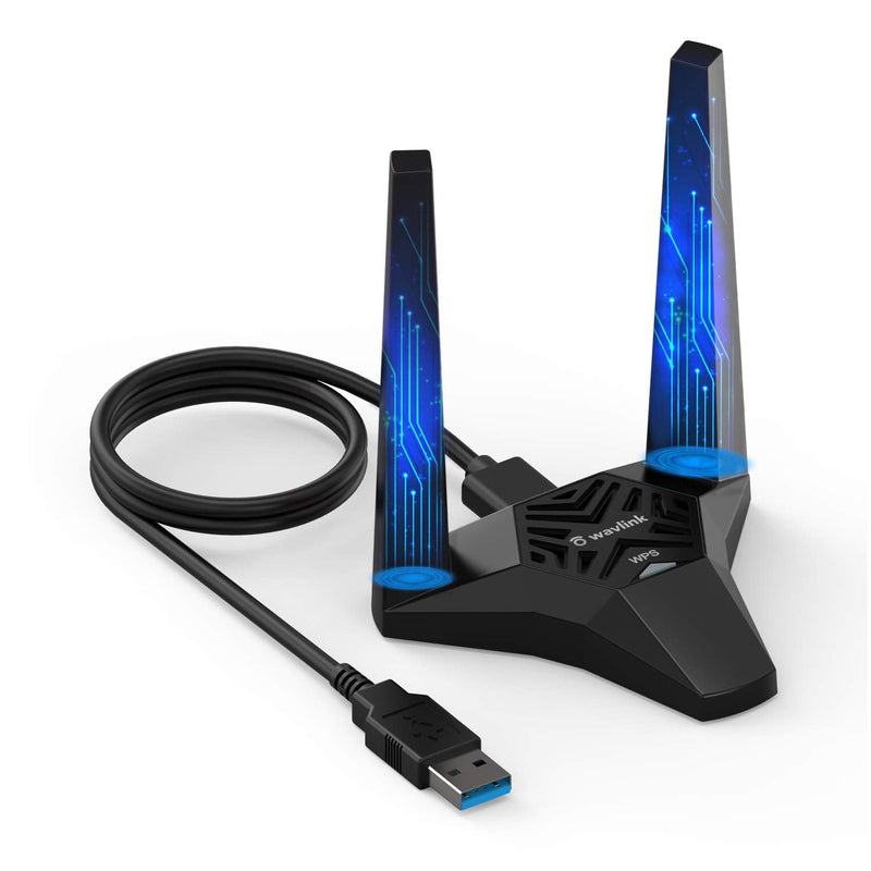 WAVLINK USB3.0 WiFi Adapter, AC1300Mbps Wireless Network Adapter for Desktop PC, Dual Band 5GHz+2.4GHz WLAN with High Gain 2X 3dBi Antennas for Windows XP/Vista/7/8/8.1/10/11 MacOS 10.7-10.15 AC1300M USB 3.0 WiFi Adapter