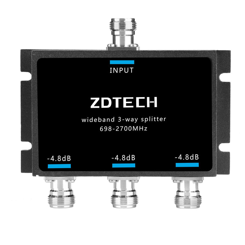 WideBand 3-Way Splitter with N-Female Connectors 50 Ohm Signal Splitter for 3G/4G/LTE(698-2700MHz) Splitter 3-Way