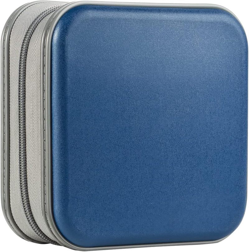 UENTIP CD Case for Car,48 Capacity DVD Case Portable Zipper CD Case Holder Large Storage CD Wallet CD Organizer Home Travel (Dark Blue, 48) dark blue