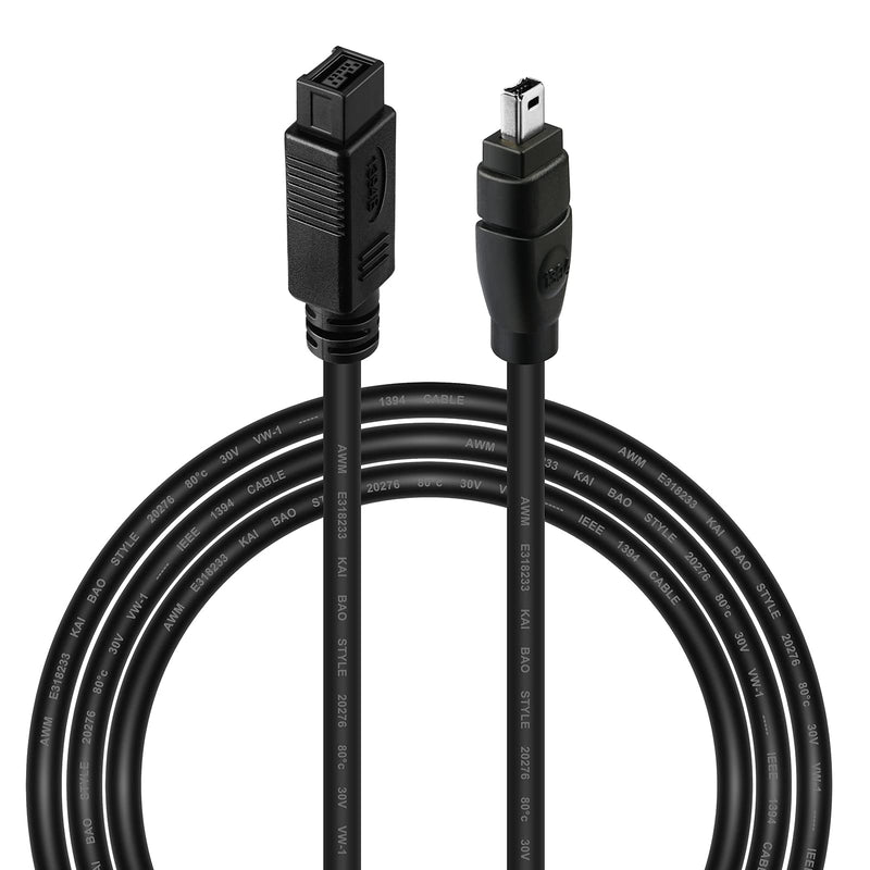 6FT Firewire High Speed IEEE 1394 Firewire 800 to Firewire 400 Cable, 1394B 800-400 IEEE 9 Pin Male to 4 Pin Male Cable for MacBook Pro, Mac Mini, iMac PC, Digital Cameras, SLR