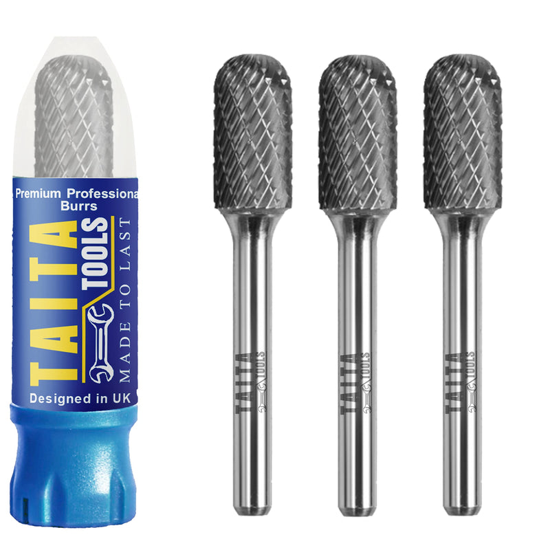 Carbide Burr 1/4" Shank, SC-5 Tungsten Double Cut Rotary Die Grinder Bits - Cutting Burrs for Milwaukee, Dewalt and Makita Die Grinder Accessories - Wood Carving Metal Working & Sturdy Storage Case 3PCs