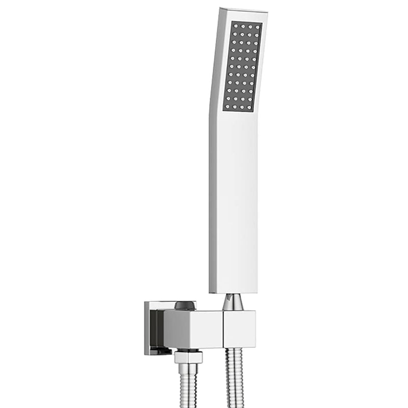 Shower Head Handheld Combo Set With Long Hose Bathroom Brass High Pressure Square All Metal Rainfall Massager Hand Held Shower Head With Bracket Holder, Chrome