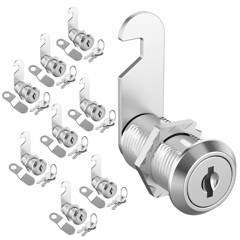 8 Pack Cabinet Locks, 1-1/8" Cam Lock Keyed Alike, Mailbox Lock Secure Drawer Mailbox Tool Box RV Storage Door, Zinc Alloy 8 Pack 1-1/8 Inch Silver