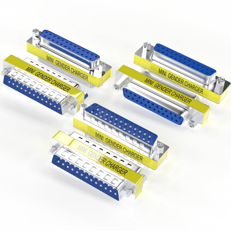 6-Pack DB25 25Pin Female to Female Male to Male Mini Gender Changer Coupler Adapter RS232 Serial Cable Connector