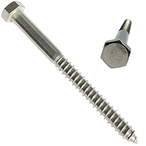 1/4" X 3" - 304 Grade Stainless Steel lag screws, Hex head fasteners, stainless steel screw. Use as Construction, wood, metal, lag screw or mounting screws fasteners lag bolts. Heavy duty screws. (50) 50