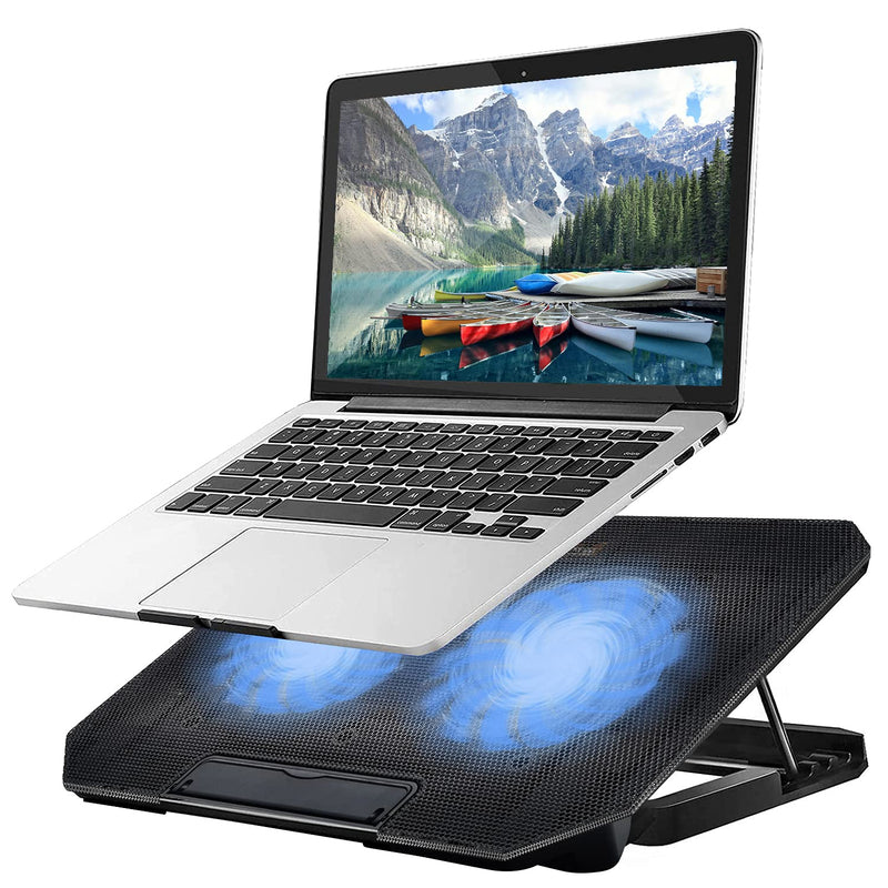 Laptop Cooling pad Laptop Cooler Stand Laptop Fan Cooling pad for 11-15.6 Inch Gaming Notebooks, 2 Turbine Fans,4 Angle Adjustable Laptop Cooling Stand (Black) Black