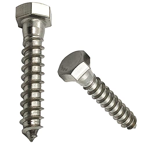 3/8" X 3" - 304 Grade Stainless Steel lag screws, Hex head fasteners, stainless steel screw. Use as Construction, wood, metal, lag screw or mounting screws fasteners lag bolts. Heavy duty screws. (50)