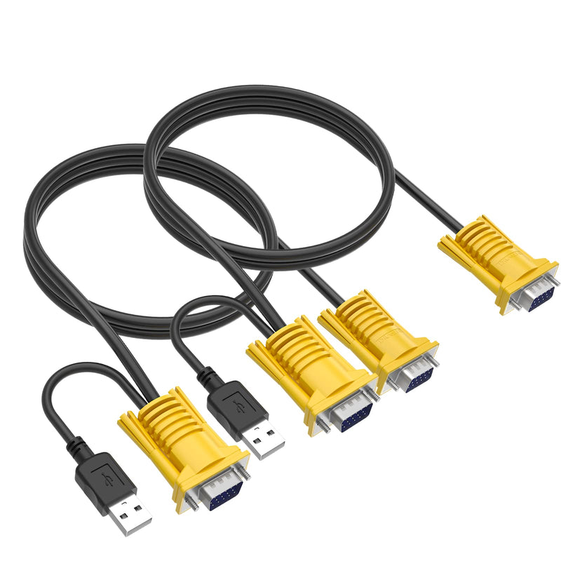 VGA KVM Cable 16ft, USB VGA 2in1 KVM Cable for VGA KVM Switch (2pack, 5m) 2pack 5m/16ft