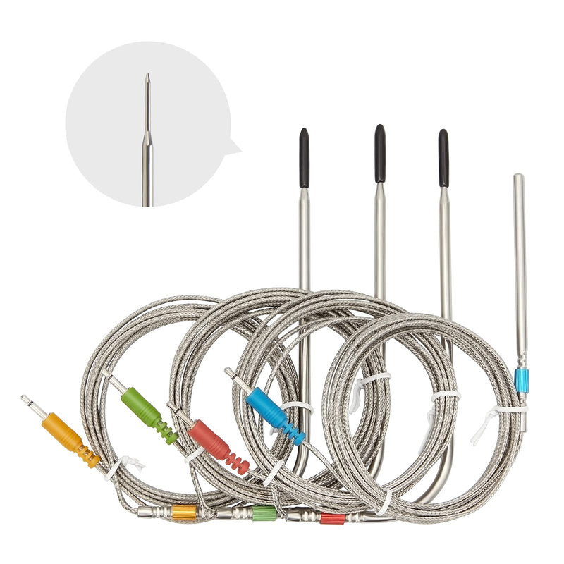 Inkbird Replacement Colored Probe 4-Pack Kit Only Compatible with IBT-4XS/IBT-6XS Meat Thermometer, Ultra Accurate & Fast Up to 572°F/300°C （Only for IBT-4XS/IBT-6XS Thermometer）