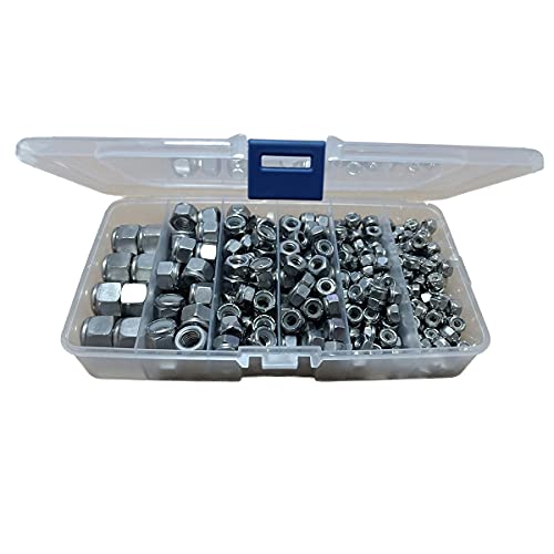 Nylon Locknuts1/2-13 3/8-16 5/16-18 1/4-20#10-24#8-32 Stainless Steel 303Pcs Assortment