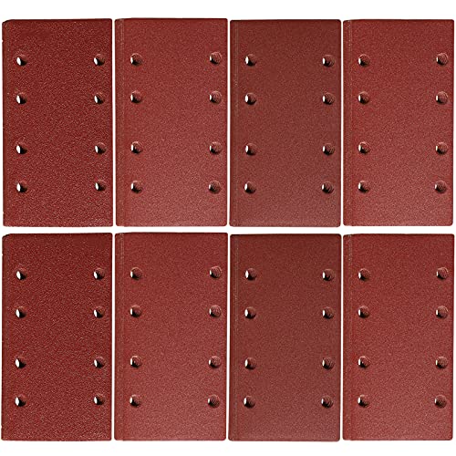 Stebruam 48-Piece Sandpaper Velcro 93 x 185 mm Grit 40-400 Sanding Sheet | Various grit 40/60/80/120/180/240/320/400 sandpaper Velcro set, 8 holes for wood, metal, varnish, paint 93 x 185 sheets of sandpaper grit mixed