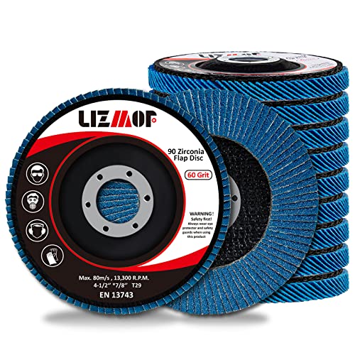 Flap Disc 4-1/2 x 7/8 Inch, 60 Grit, 90 Beveled Blades, 10PACK 60Grit-90 Heavy duty type