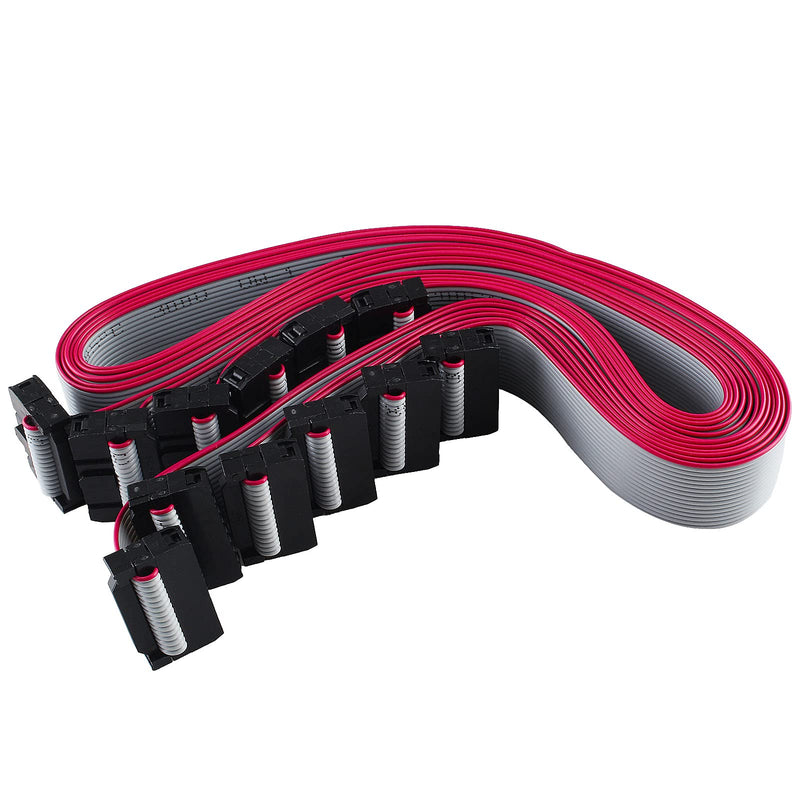 6 PCS 16 Pin Ribbon Cable 2.54 mm Pitch F/F IDC Connector Flat Ribbon Cable, F/F IDC Flat Ribbon Cable Connector Dual Row Data Cable (16 Pin, 30cm Length) 16P - 30cm