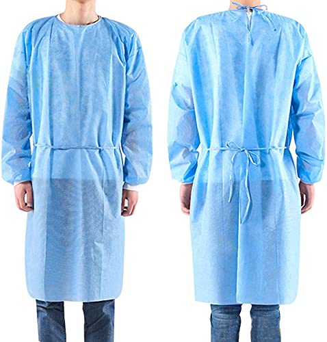 10 Pack Insulated Disposable Gown 10 Pack Liquid Resistant Disposable Long Sleeve Smock Non-Woven Fabric (One Size) Pack of 10