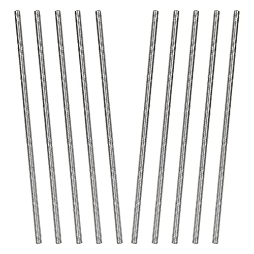 10Pcs M8 x 250mm 304 Stainless Steel Fully Threaded Rods, Threaded Rods Bar Studs, Right Hand Thread Long Threaded Screw, M8-1.25 Thread Pitch, Fits for Anchor Bolts, Hangers, U-Bolts (5/16" x 10")