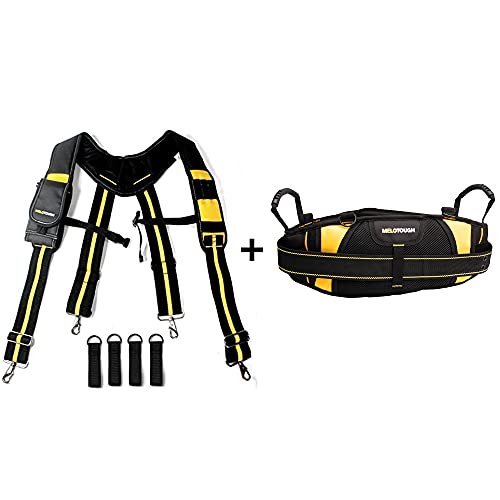 MELOTOUGH Suspenders Tool Belt Suspenders Adjustable Size Padded Suspenders& Padded Electrician Tool Belt Padded Tool Belt With Back Support Heavy Foam Padding