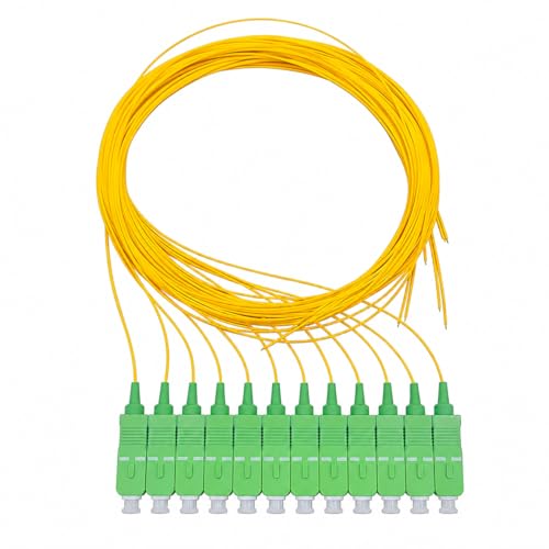 Elfcam - Fibre Optic Pigtail Set Single Mode OS2 with Plug Type SC/APC, Consists of 12 Individual Fibre Optic Pigtails, Yellow OS2 SC/APC Yellow