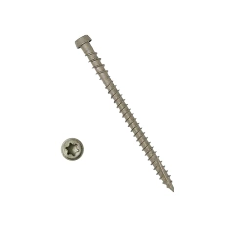 Coated Composite Deck Screws #10 x 2-3/4, Self Tapping Wood Screws and Deck Screws with Torx T20 Star Drive, Type 17 Point, Flat Head, 1 Free Bit Included (Stone Gray, 350), by YYL FASTENER #10x2-3/4" Stone Gray