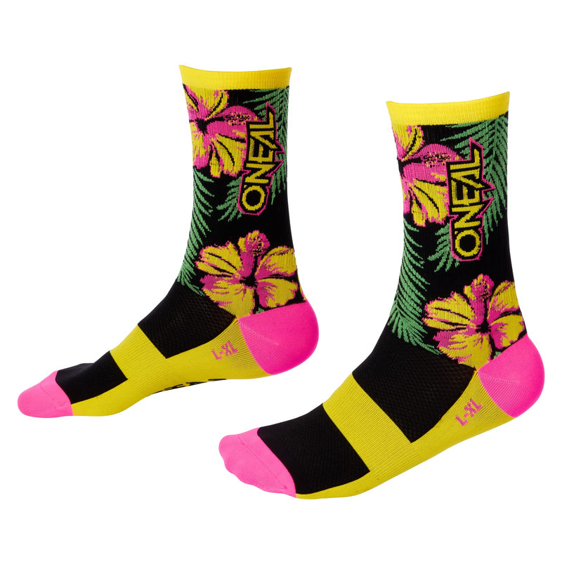 O'Neal Men's MTB Performance Sock Island 10-12 Pink/Green/Yellow