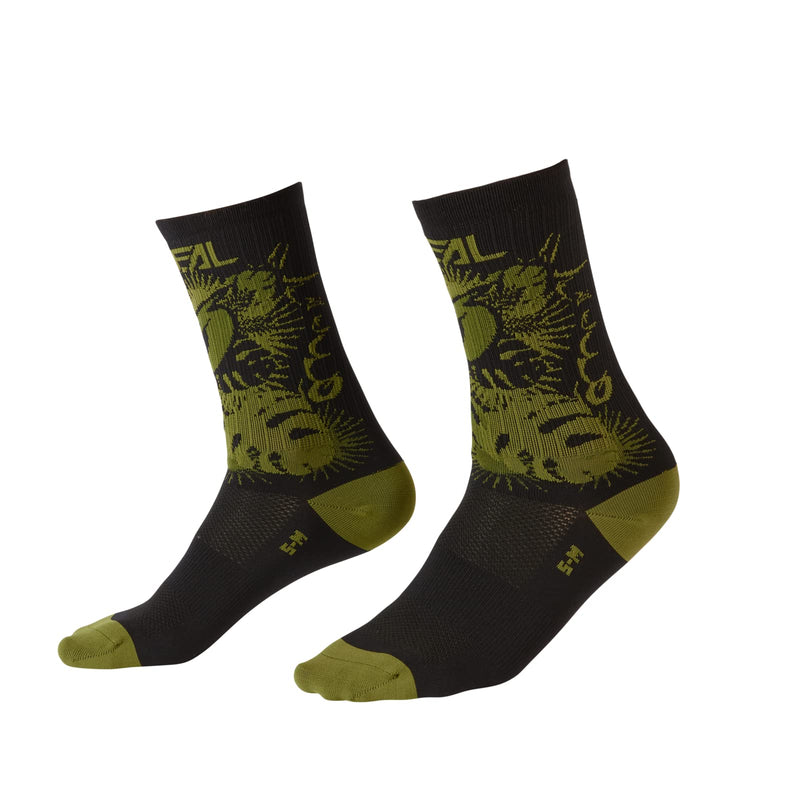 O'Neal Men's MTB Performance Sock Plant 10-12 Black/Green