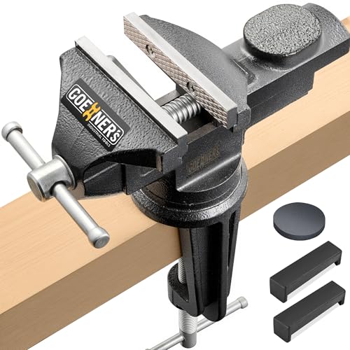 Table Vise or Bench Vise 3.2 Inch, 360° Swivel Clamp-On Vise Portable Home Vice with Large Anvil for Woodworking, Cutting Conduit, Drilling, Metalworking 3.2‘’
